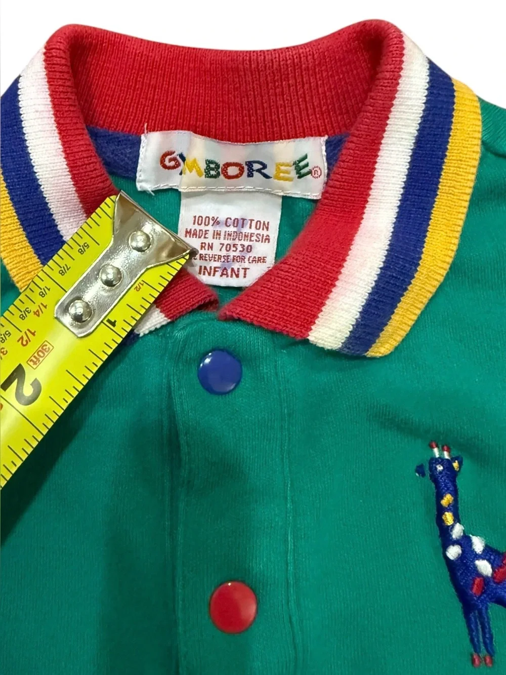 Vintage 90s Gymboree Colorblock Collared Shirt Baby Boy Embroidered Giraffe